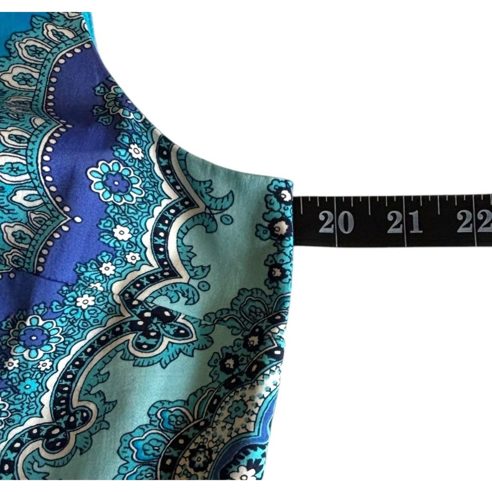 Talbots RSVP Aqua Paisley Fit & Flare Cotton Dress 12P Coastal Feminine - Picture 7 of 9